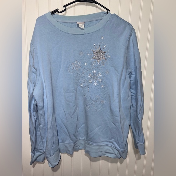 Holiday Editions Tops - Vintage Holiday Editions Light Blue Snowflake Sweatshirt